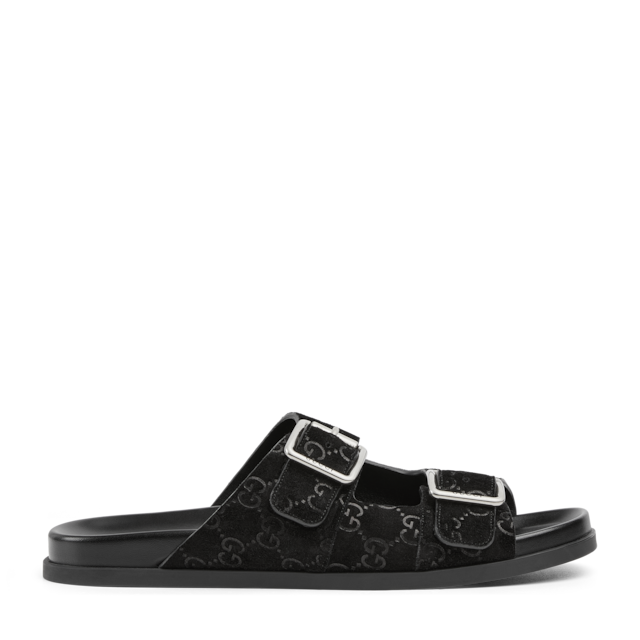 GUCCI|SANDALS (816380 AADUO 2256) Men's slide sandal in brown GG suede | GUCCI® PL