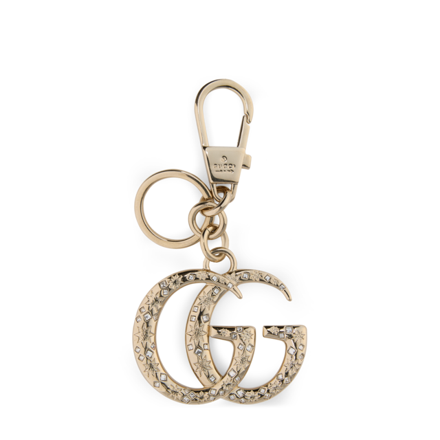 GUCCI ハート型キーリング シルバー グッチ シグネチャー GG エングレービング キーリング