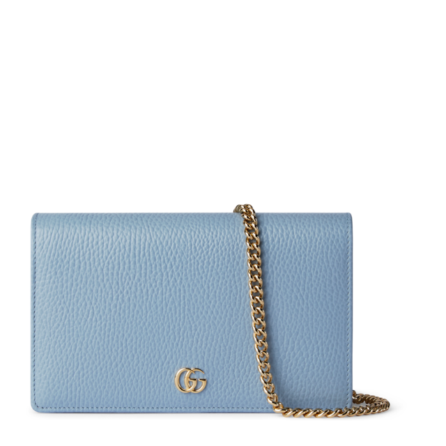 GG Marmont wallet on chain in black leather | GUCCI® US