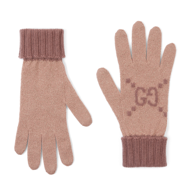 GG cashmere jacquard gloves in off white and beige | GUCCI® PL