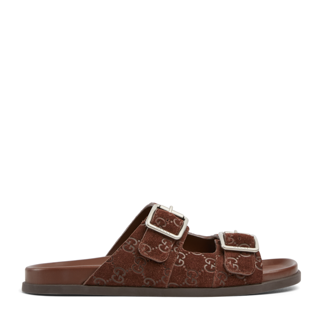 Black Rubber Web Slide Sandal | GUCCI® LU