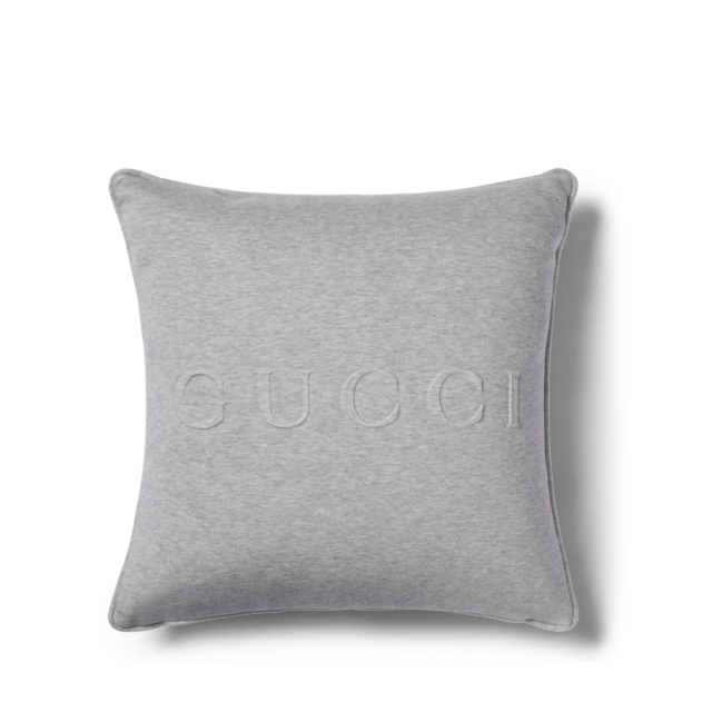 Embossed jersey and leather cushion