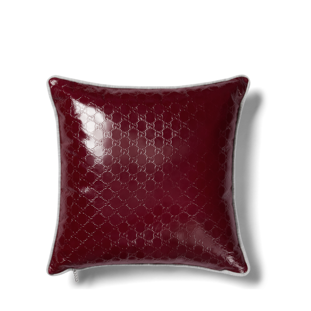 Embossed jersey and leather cushion