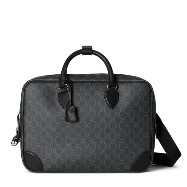 GG jumbo medium briefcase in black leather | GUCCI® US