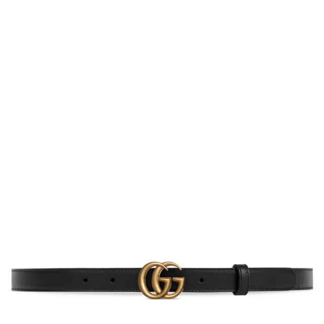 ダブルG スリムベルト ブラック レザー | GUCCI公式