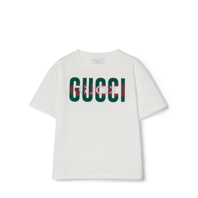 Cotton jersey T-shirt with Gucci print in black | GUCCI® US