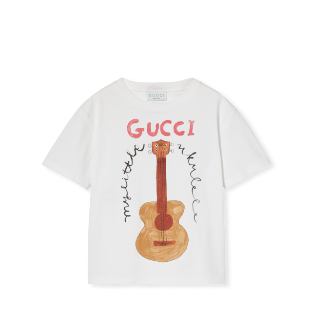 Children's printed cotton T-shirt in black | GUCCI® US