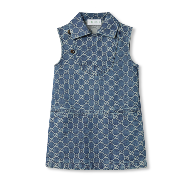 Children's GG canvas dress in beige and blue | GUCCI® US