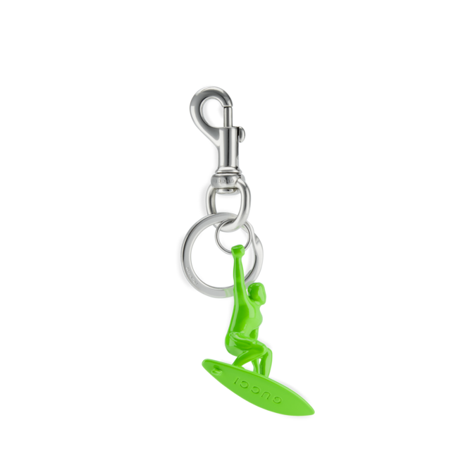 Engraved dolphin keychain charm in bright orange metal