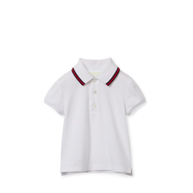 Baby embroidered cotton shirt in white and light blue