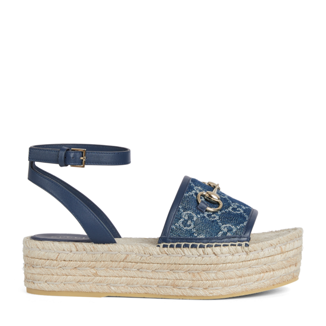 Women's espadrille with Horsebit in black Original GG canvas Women's espadrille with Horsebit in black Original GG canvas