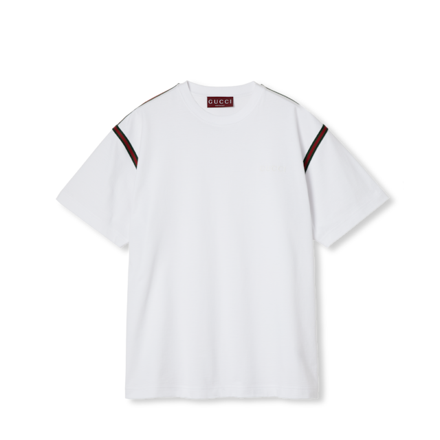GUCCI★ロゴプリント コットンジャージー Tシャツ White 半袖 コットンジャージー プリント Tシャツホワイト | GUCCI公式