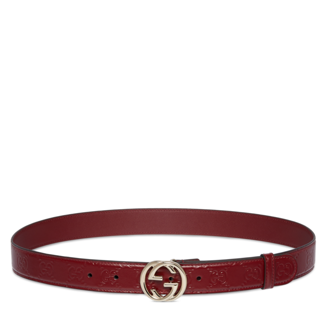 Belt with Interlocking G buckle in Rosso Ancora red GG