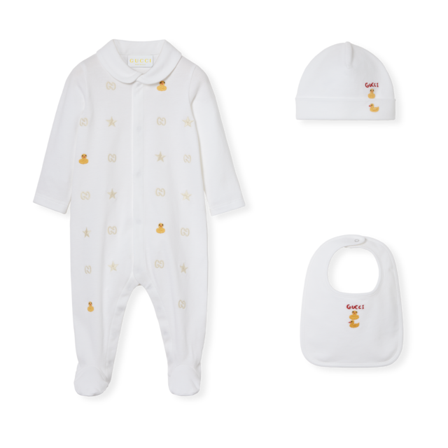 Pale Blue Cotton Baby Gift Set With Gucci Logo | GUCCI® US