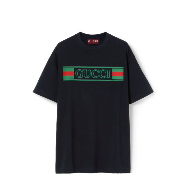 Cotton jersey T-shirt with Web in white | GUCCI® US