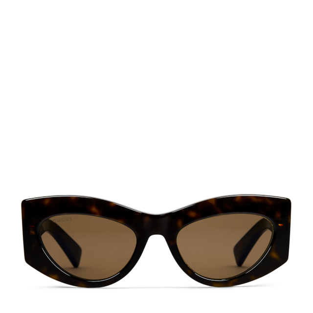 Cat-eye frame sunglasses in black and Gucci Rosso Ancora red