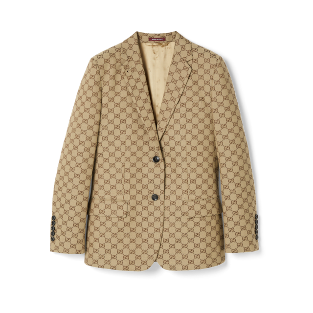 25新作 グッチ ウール ダブルブレスト ジャケット レディース Double-breasted GG wool jacket in black | GUCCI® US