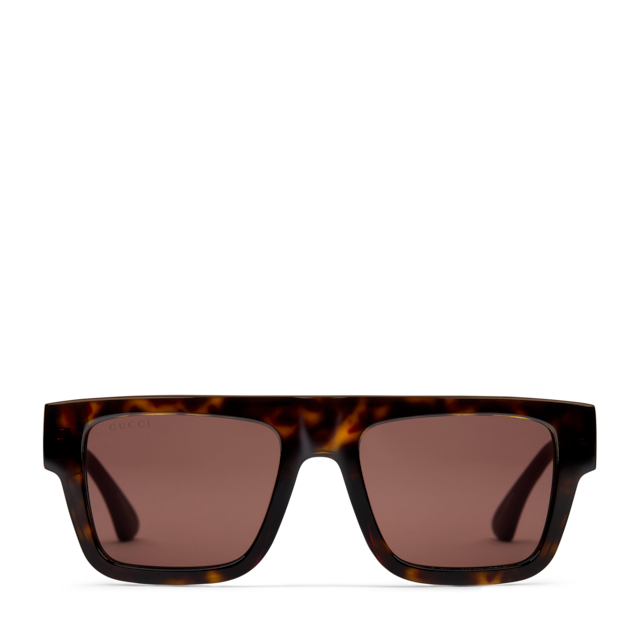 Square-frame sunglasses in black acetate | GUCCI® US