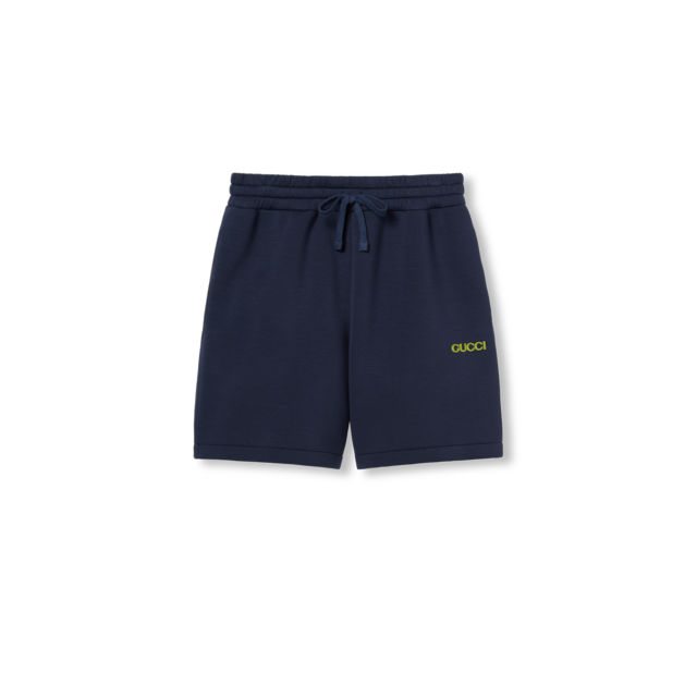 Embroidered jersey shorts in dark green | GUCCI® US
