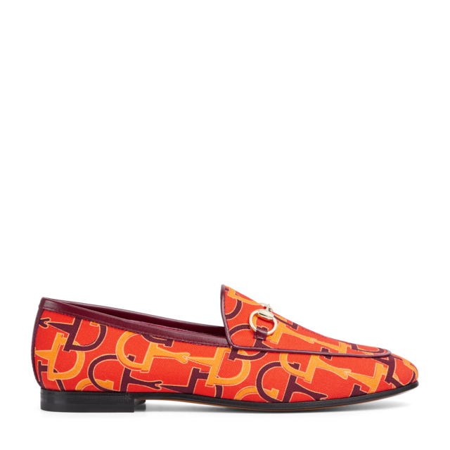 Women's Gucci Jordaan loafer in beige and ebony GG canvas Women's Gucci Jordaan loafer in beige and ebony GG canvas