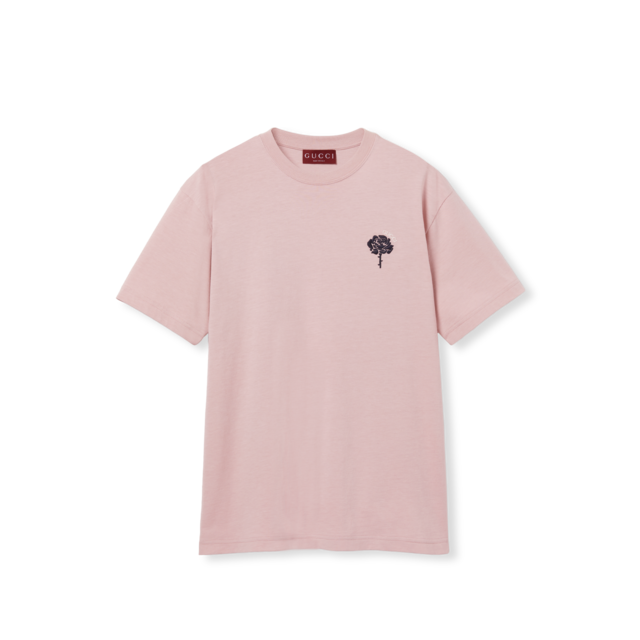 すぐ届く【GUCCI】エンブロイダリー ソフトジャージー Tシャツ エンブロイダリー コットンジャージー Tシャツホワイト | GUCCI公式