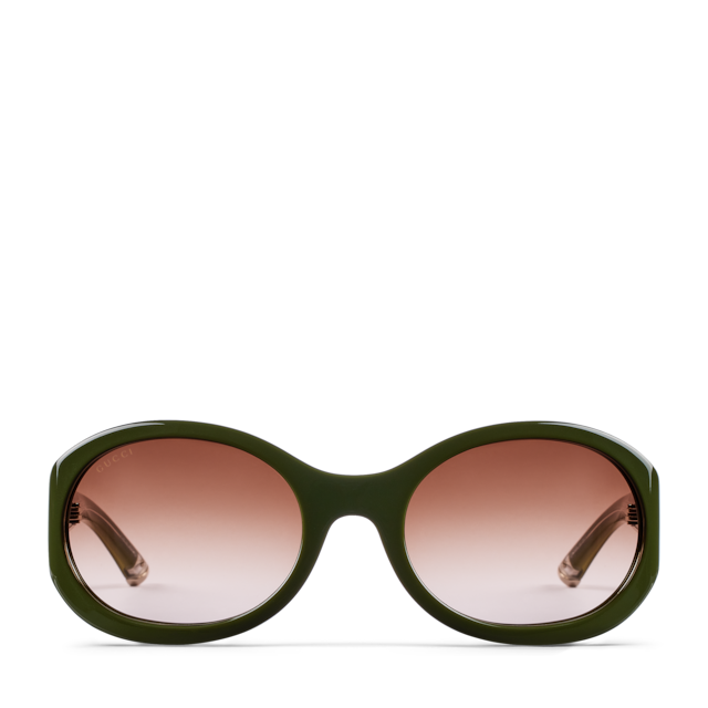 Round-frame sunglasses in black and green acetate | GUCCI® US