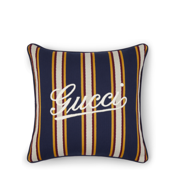 Small striped cotton jacquard cushion