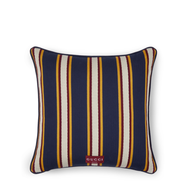 Small striped cotton jacquard cushion