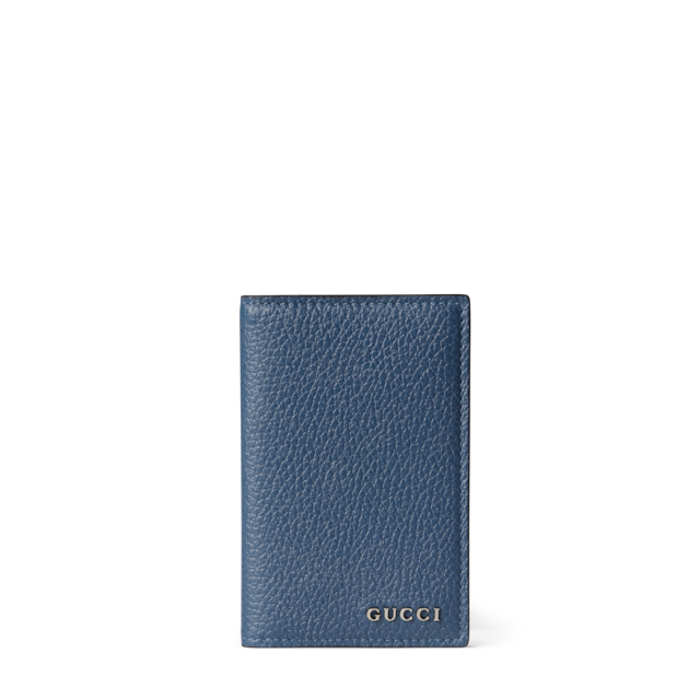 Long card case wallet with Gucci logo in black leather