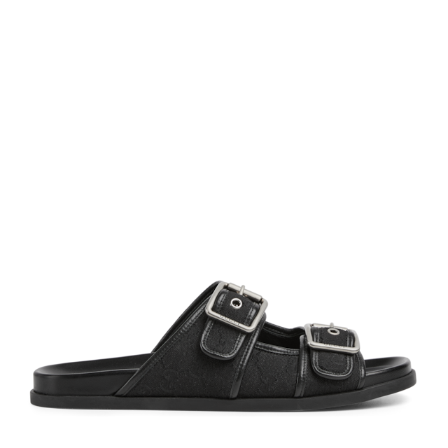 Men's slide sandal with Web in black rubber | GUCCI® US
