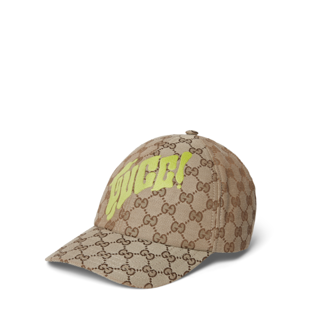 GG canvas baseball cap with print in beige and dark brown