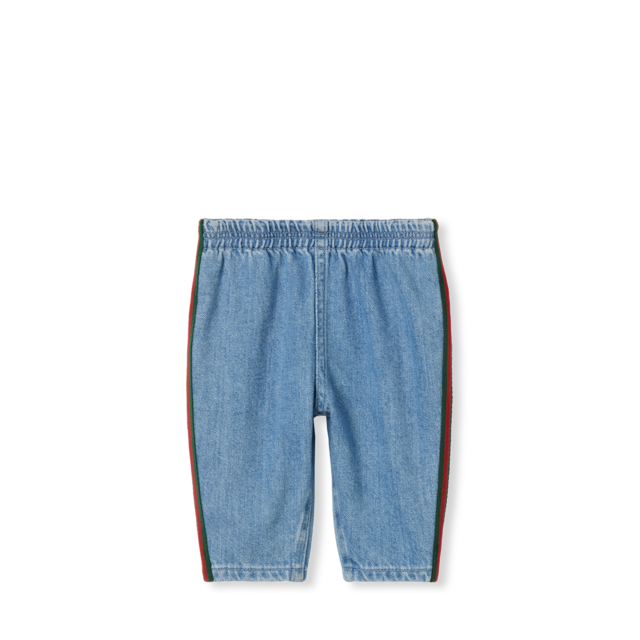 Baby GG denim shorts in blue and ivory | GUCCI® US