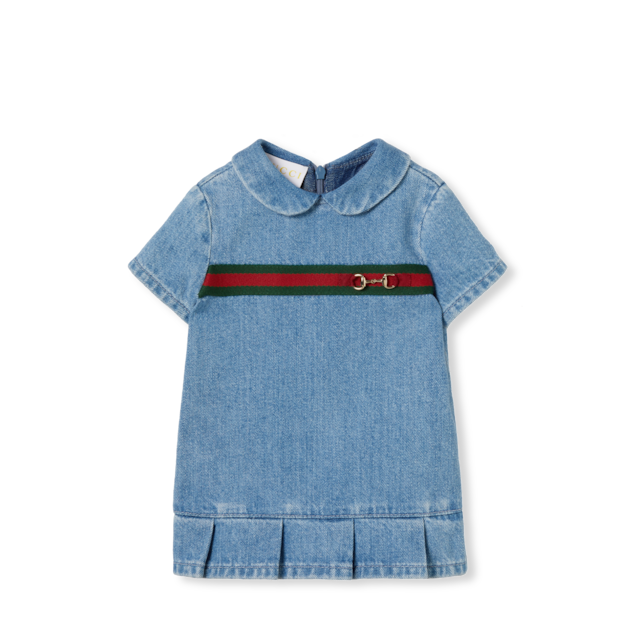 Baby embroidered jersey dress in ivory and black | GUCCI® US
