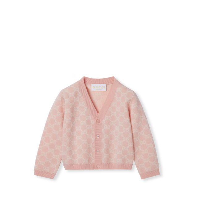 GUCCI☆KIDS ふんわり優しい肌触り♪シルク ロンパース Baby GG wool jacquard cardigan in light grey and grey