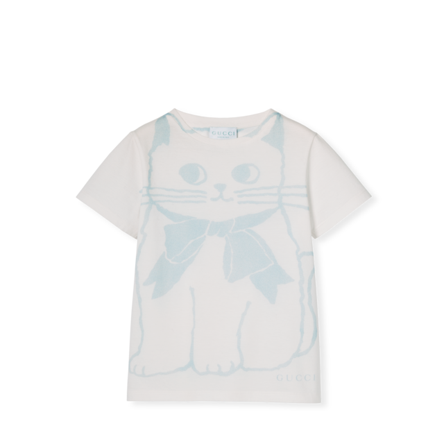 Children's cotton T-shirt with print in white | GUCCI® US