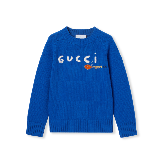 グッチグレーカーディガン8歳 チルドレンズ〕ウェブ付き ウール カーディガングレー | GUCCI公式