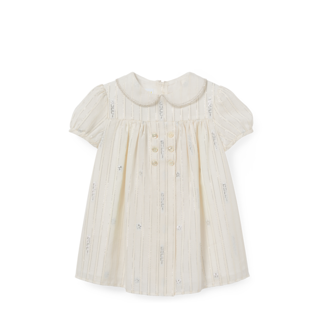 Baby embroidered cotton dress in white and pink | GUCCI® US