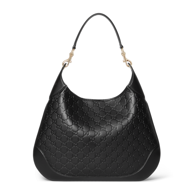 完璧 Gucci B medium shoulder bag in black GG leather | GUCCI® US バッグ