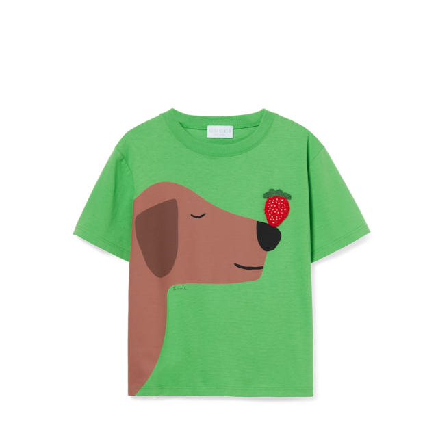 Children's printed cotton T-shirt in blue | GUCCI® US