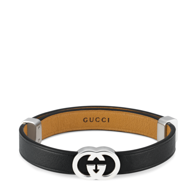 Gucci Interlocking crocodile bracelet in black crocodile