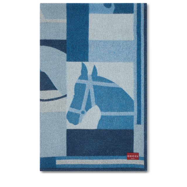 Wool and cashmere jacquard blanket