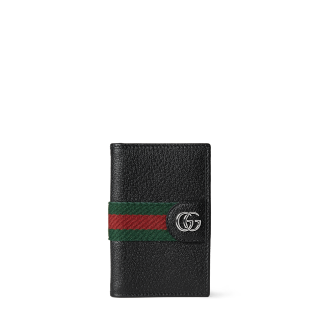 Bi-color GG long card case in beige and dark brown Supreme