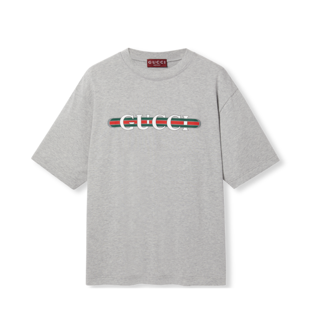 Embroidered cotton jersey T-shirt in forest green | GUCCI® US