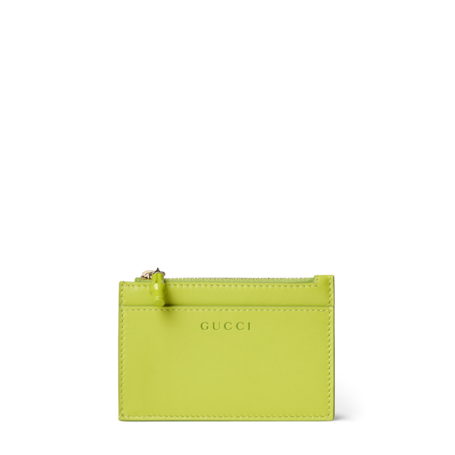 バンブー付き カードケースフューシャピンク レザー | GUCCI公式