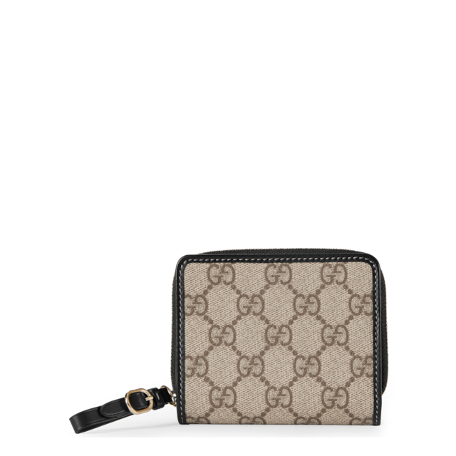 Double G zip card case with bamboo in purple leather | GUCCI® SG