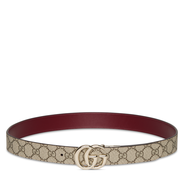White Wide Leather Belt With Double G Buckle | GUCCI® US