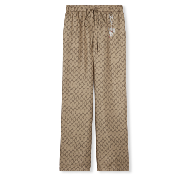 GG silk twill pants in blue and white | GUCCI® US
