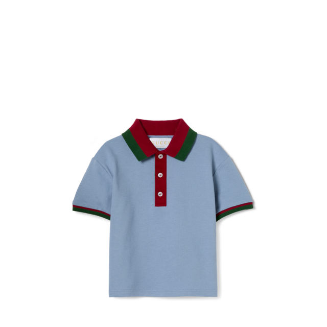 gghさま専用 Baby cotton polo shirt with Web in white | GUCCI® US