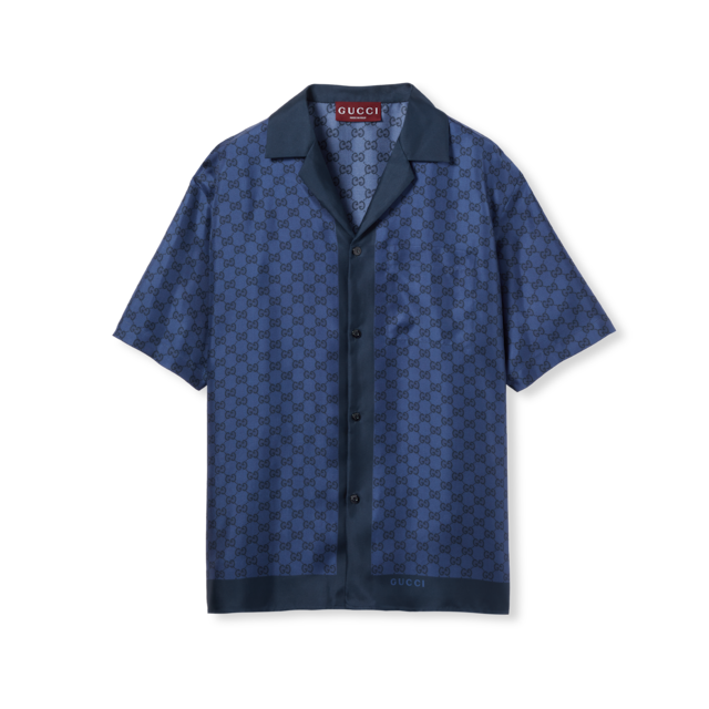 最も 割引 shirt bowling twill silk Printed in US GUCCI® | black and grey その他