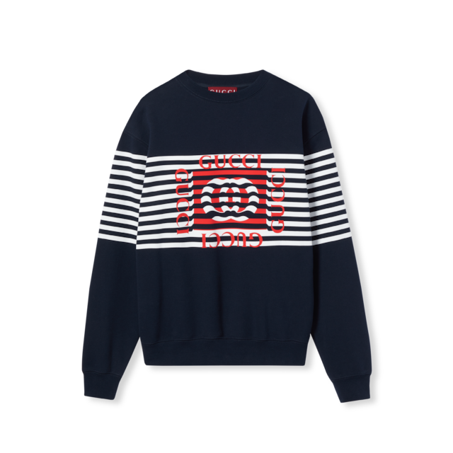 GUCCI ロゴプリント スウェット ネイビー GUCCI ネイビー ロゴプリント スウェットシャツ - メルカリ